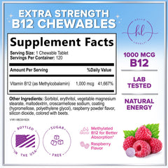 Nutrition facts for Hello Lovely B12 chews