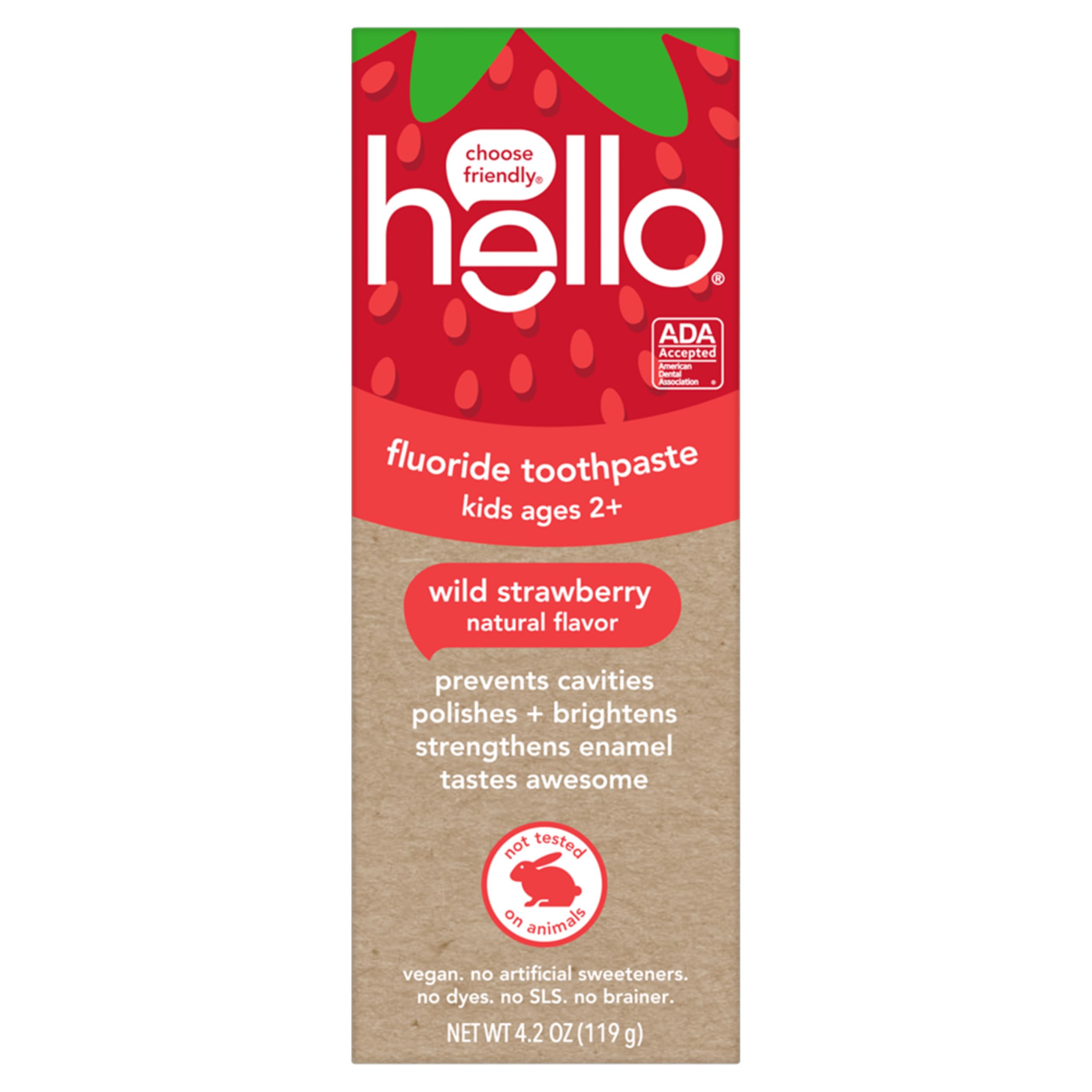 What’s in the box section showing three tubes of hello Wild Strawberry toothpaste