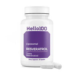 HELLO100 Liposomal Trans-Resveratrol 250mg capsule bottle (60 capsules)