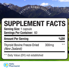 HelloPharmacist thyroid capsules closeup highlights easy-to-take capsules for steady energy.