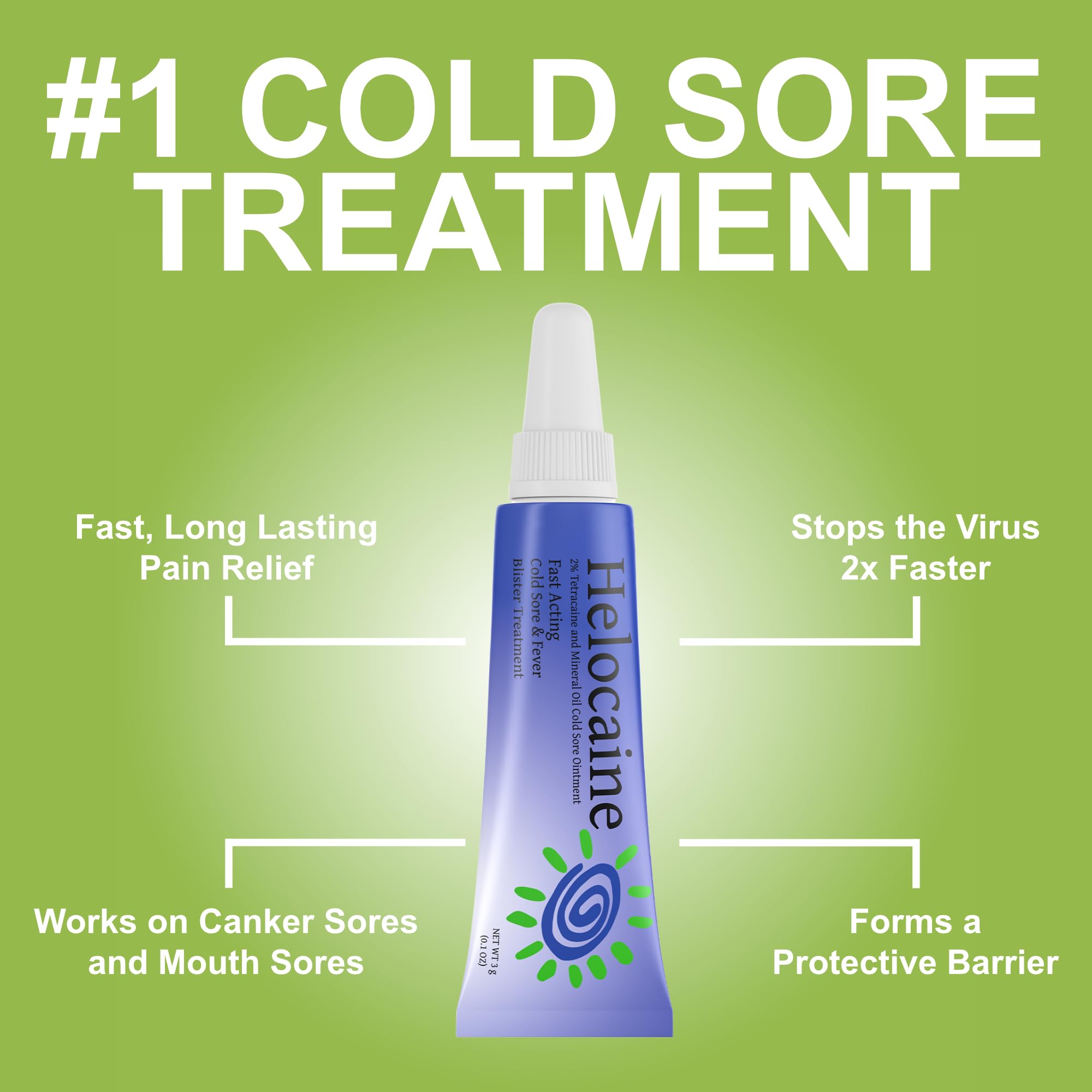 Helocaine lip treatment tube for quick, targeted relief on cold sores