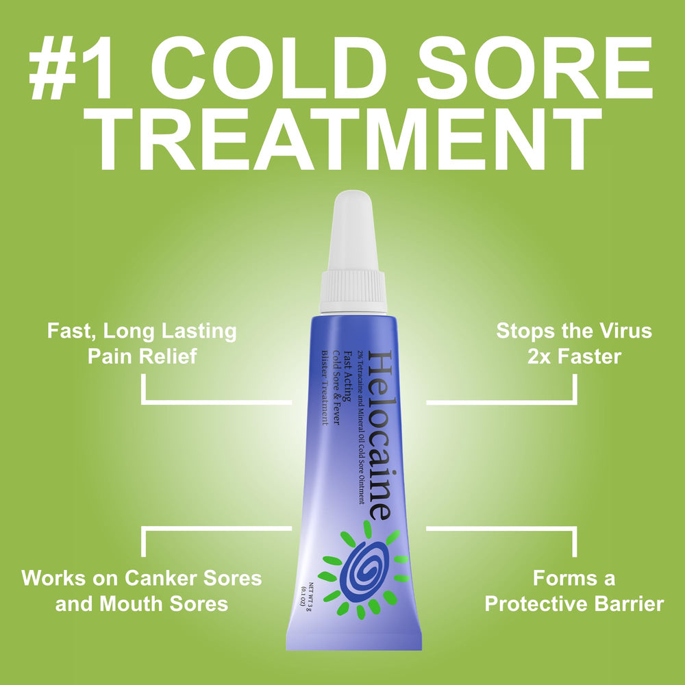 Helocaine lip treatment tube for quick, targeted relief on cold sores
