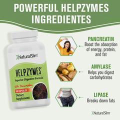 Helpzymes nutrition facts label for digestive enzyme supplement