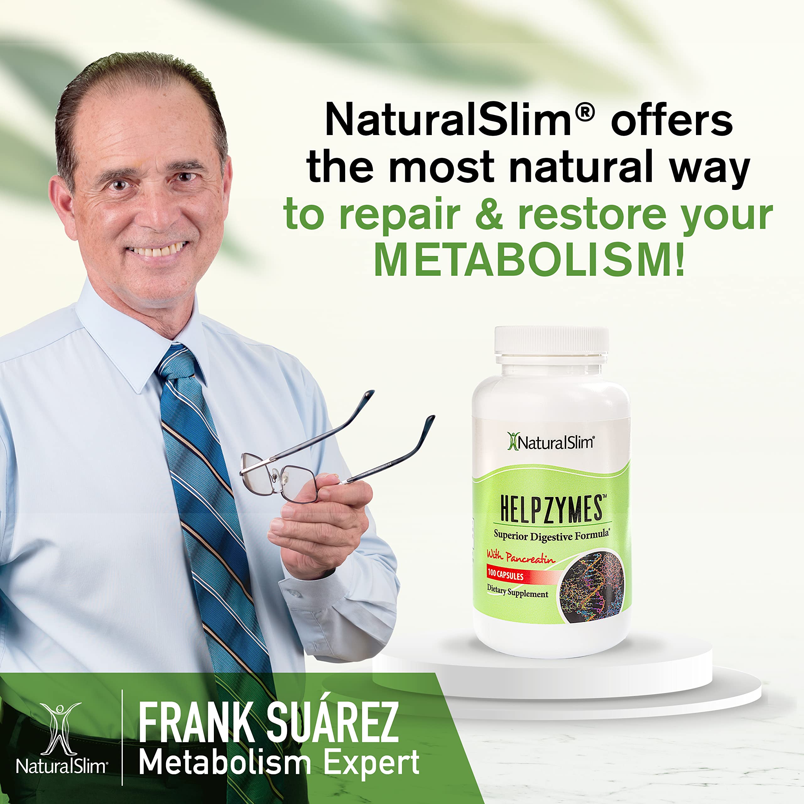 Helpzymes product on kitchen counter with neutral backdrop