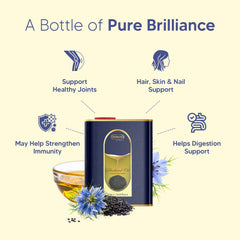 Pouring Hemani Black Seed Oil from bottle