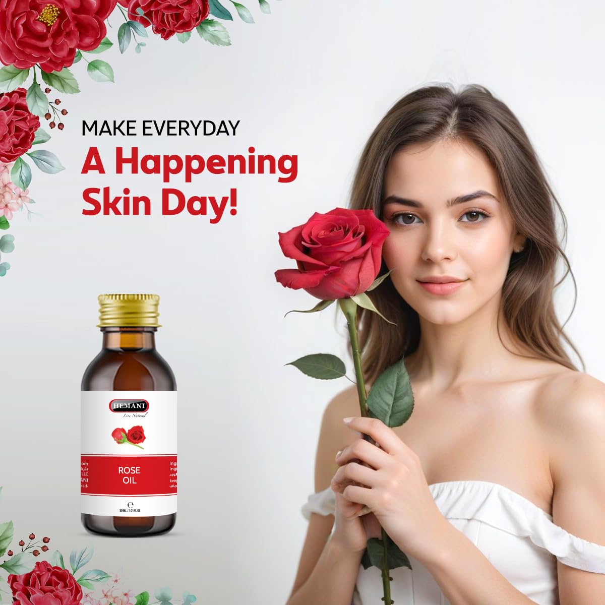 Cold-pressed Hemani Rose Oil label