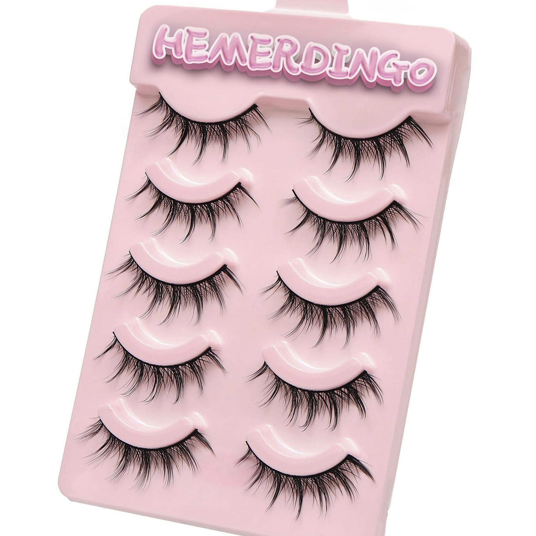 HEMERDINGO wispy spiky lashes 15mm 3D anime for a bold, dramatic look and daily wear comfort.