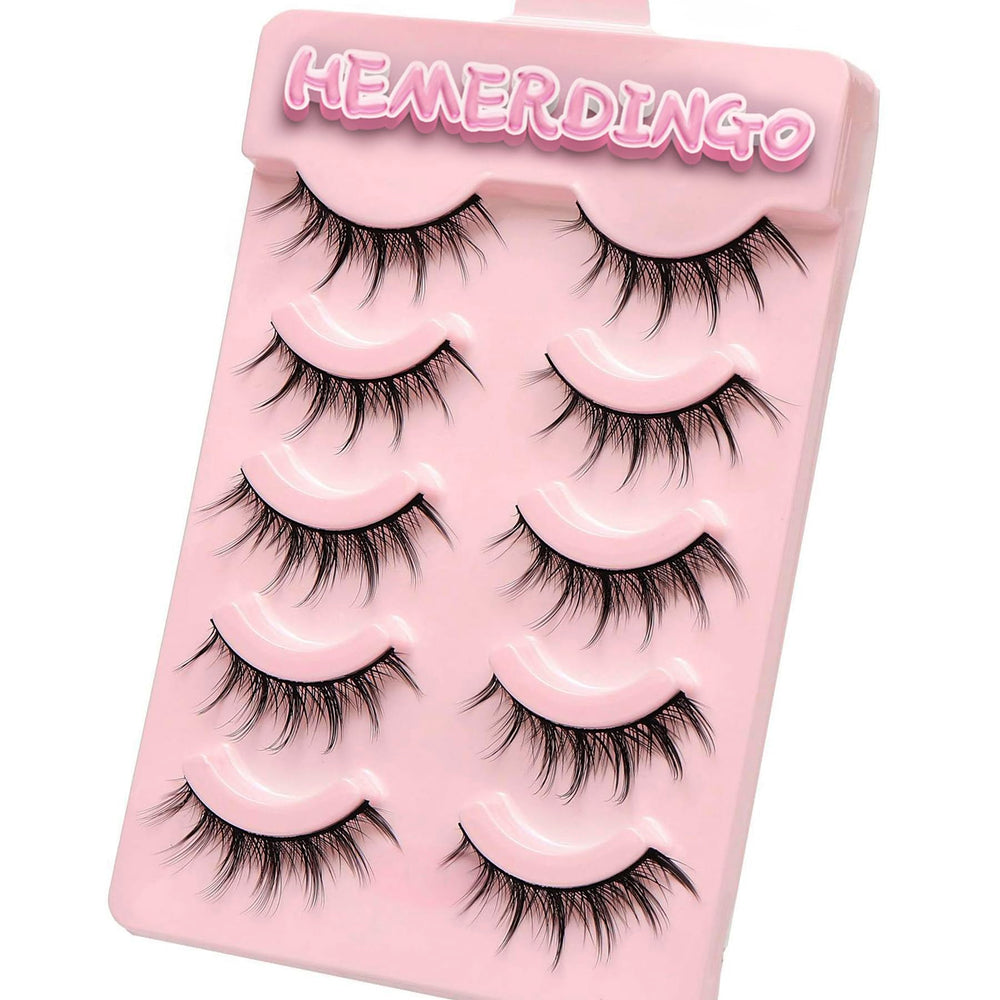 HEMERDINGO wispy spiky lashes 15mm 3D anime for a bold, dramatic look and daily wear comfort.