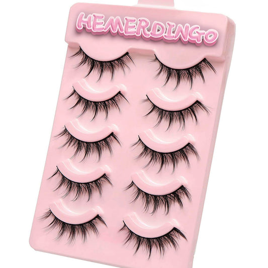 HEMERDINGO wispy spiky lashes 15mm 3D anime for a bold, dramatic look and daily wear comfort.