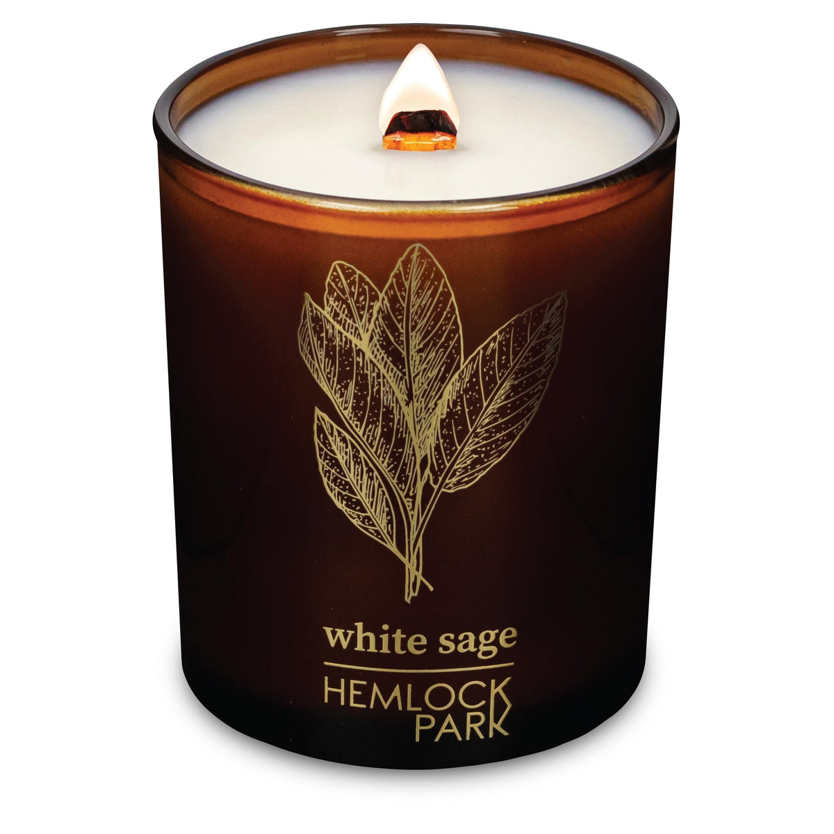 Hemlock Park Amber & Gold Wood Wick Candle in Sage, 7.2 oz