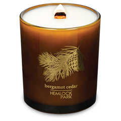 Hemlock Park Amber & Gold Wood Wick Candle 14 oz with Bergamot Cedar