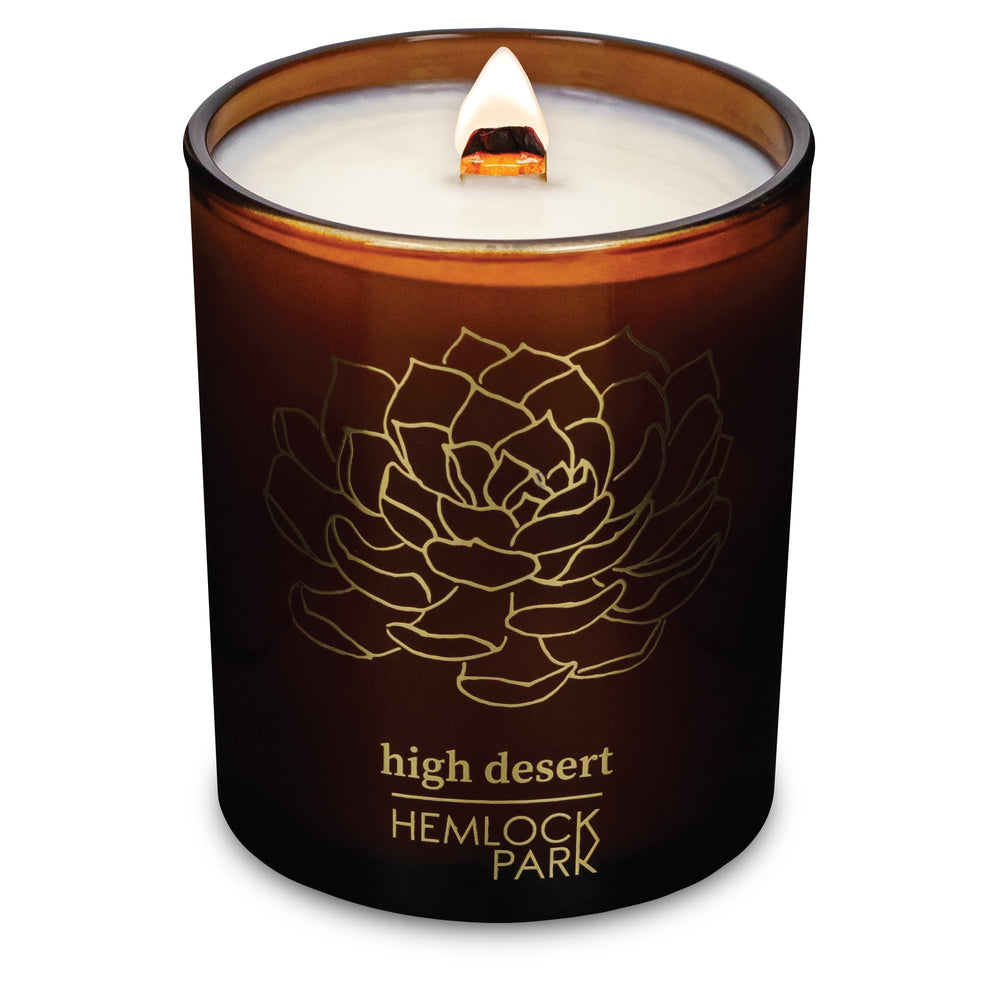 Hemlock Park Amber & Gold Wood Wick Candle – front view