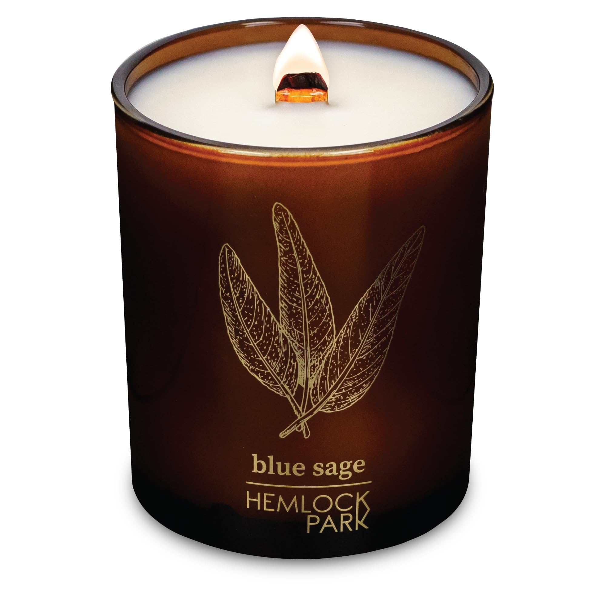 Hemlock Park Blue Sage candle 7.2 oz with coconut wax and wood wick – front view