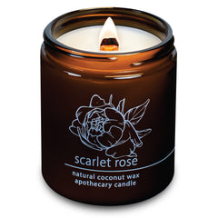 Hemlock Park candle in amber glass jar with crackling wooden wick