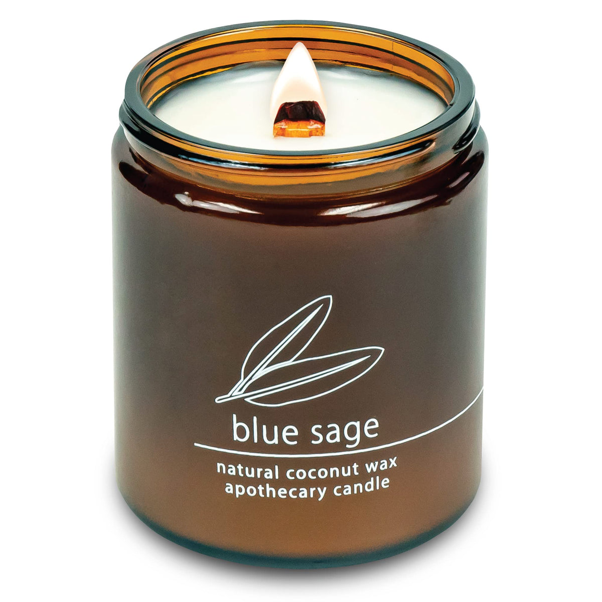 Hemlock Park 8 oz Blue Sage candle with crackling wooden wick