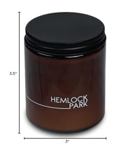Hemlock Park candle with smoked Palo Santo aroma notes