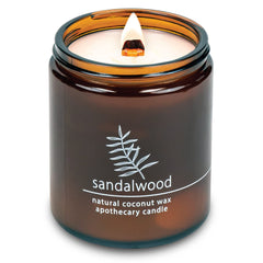 Hemlock Park sandalwood candle with crackling wood wick, 8 oz