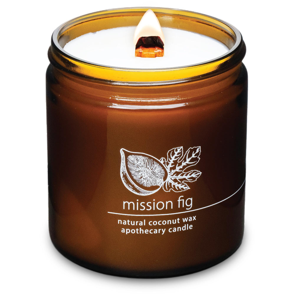 Hemlock Park Crackling Wood Wick Candle in a 16 oz jar with Mission Fig scent