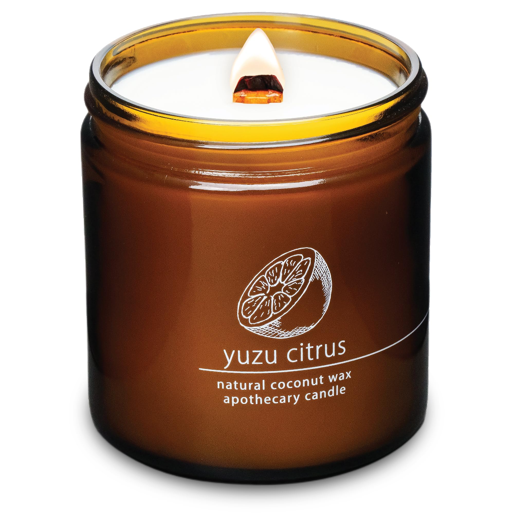 Hemlock Park Crackling Wood Wick Candle 16 oz with Yuzu Citrus scent — front view