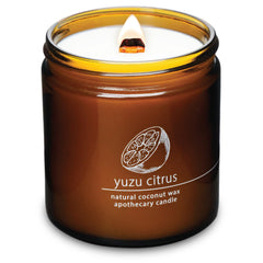 Hemlock Park Crackling Wood Wick Candle 16 oz with Yuzu Citrus scent — front view
