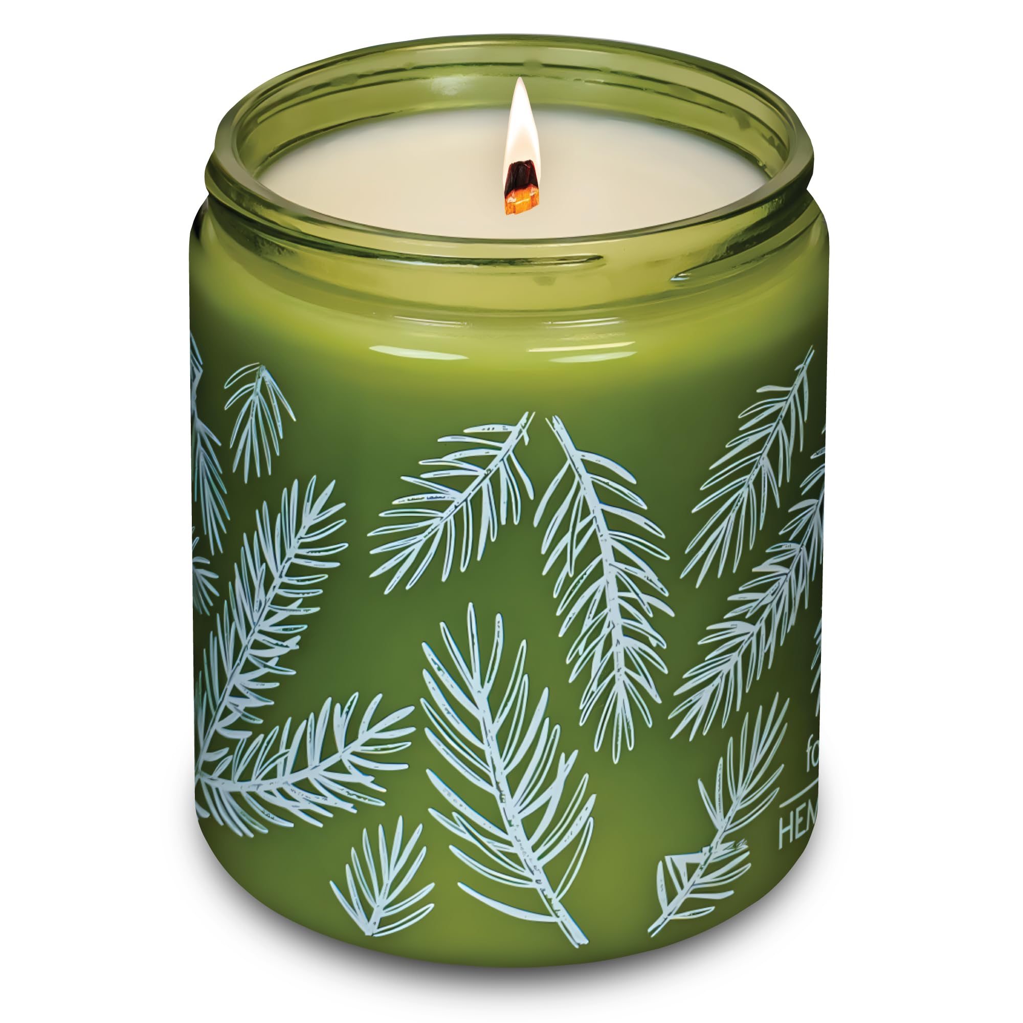 Hemlock Park green glass jar candle with wood wick, 8 oz