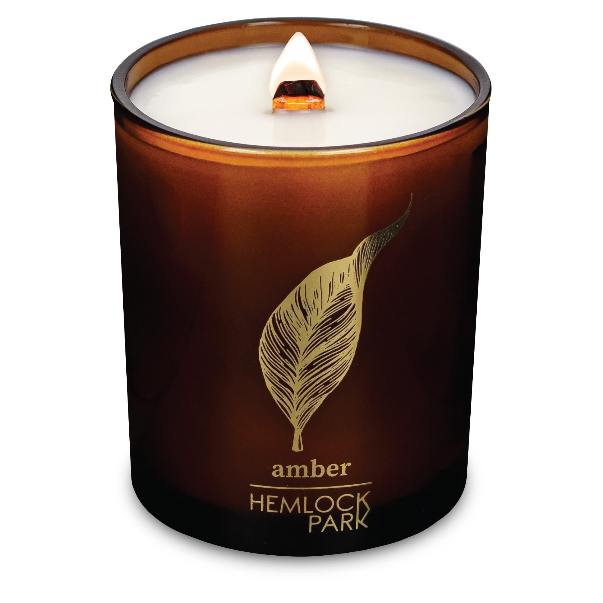 Hemlock Park Amber & Gold Wood Wick Candle in a jar with natural coconut wax (7.2 oz) - image 1