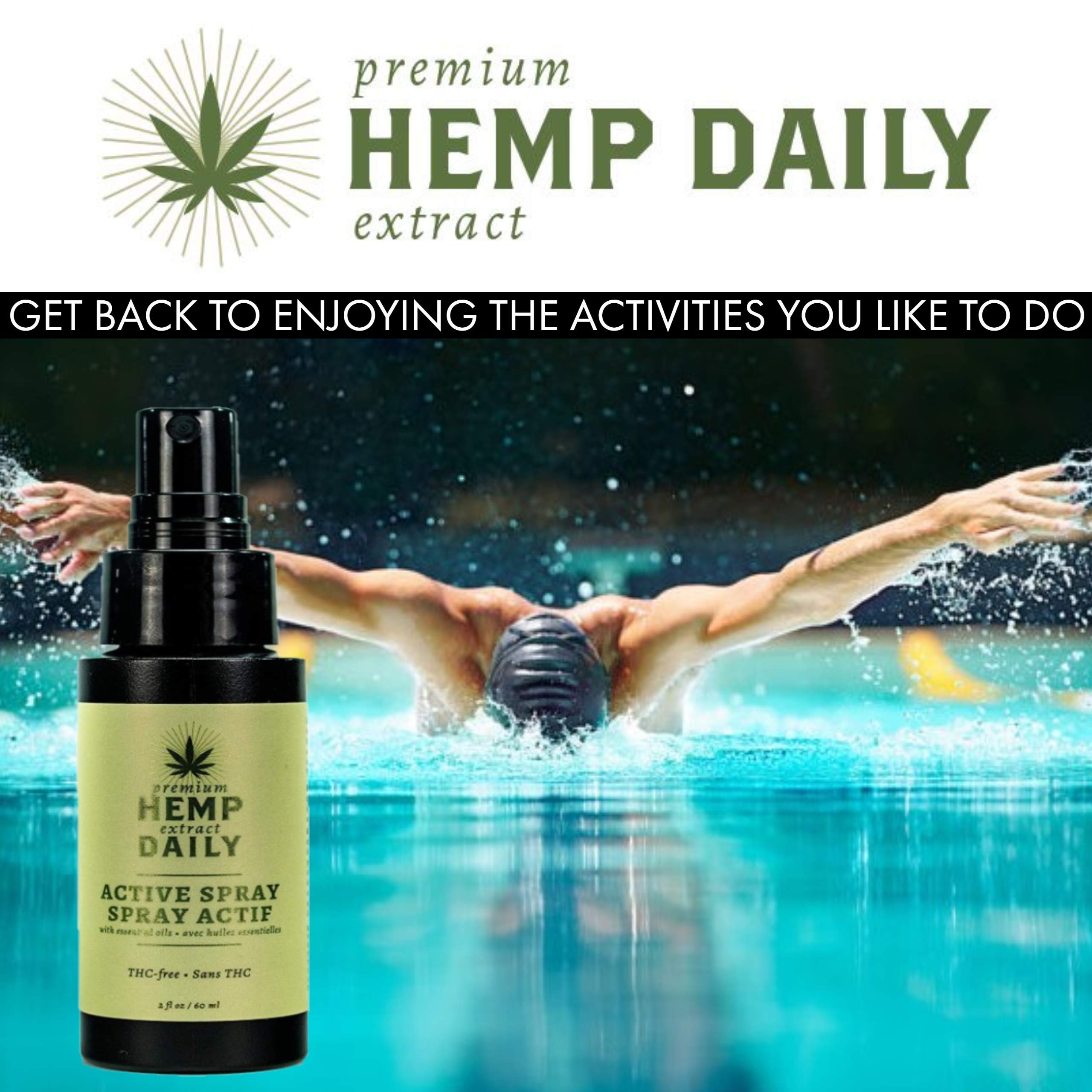 Visual of hemp leaves and essential oils for Hemp Daily