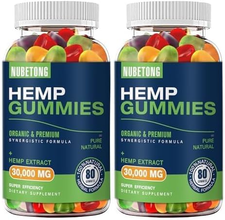 Bottle of organic hemp gummies for sleep, pain and anxiety