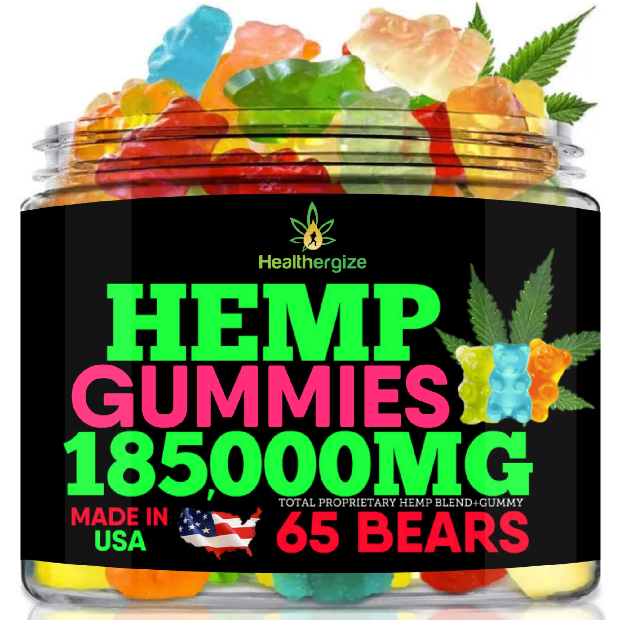 Fresh fruity hemp gummy bears in assorted colors