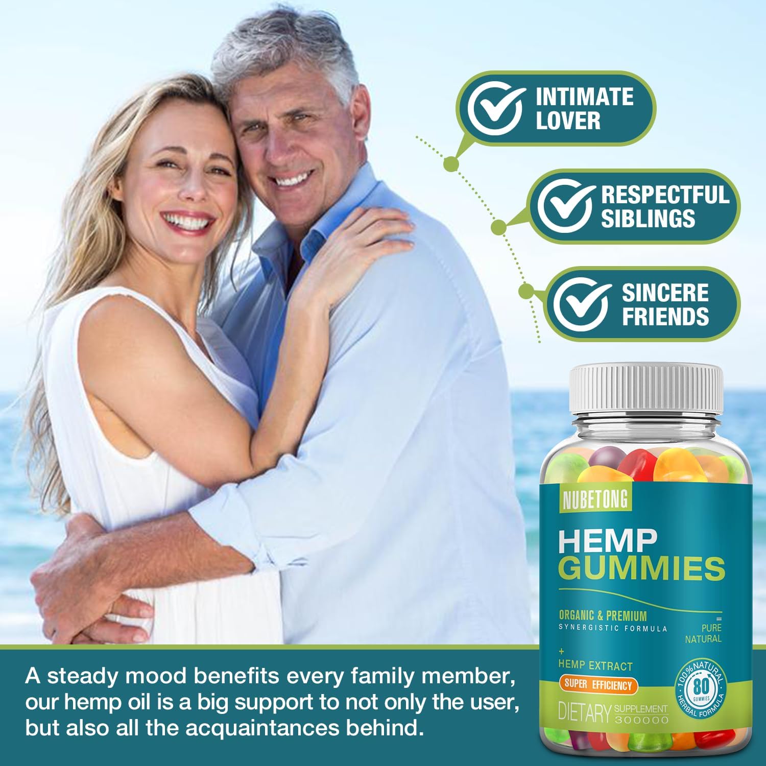 Natural hemp gummies with essential nutrients