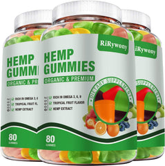 Front view of hemp gummies bottle for sleep and anxiety