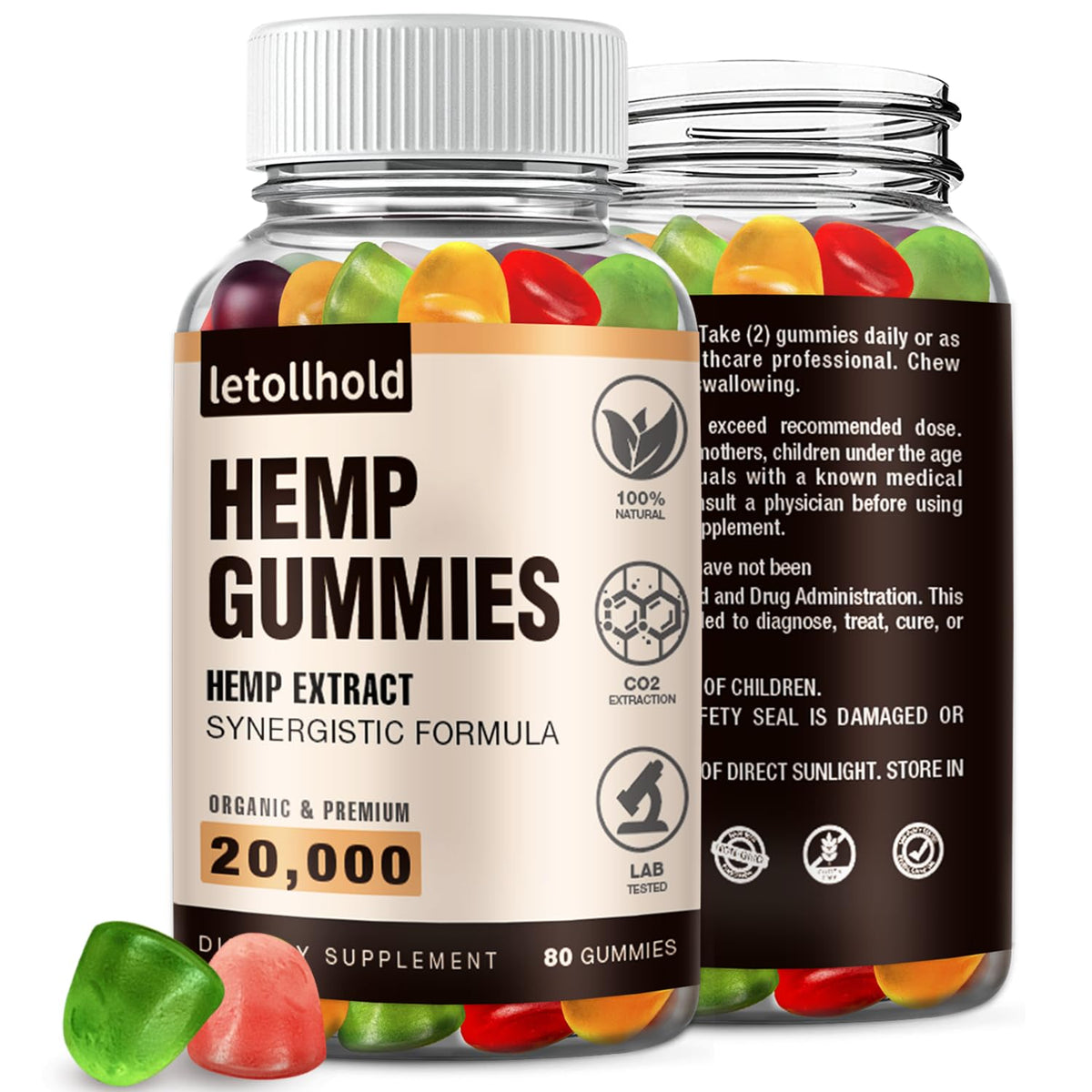 Hemp gummies sleep calm bottle on white background