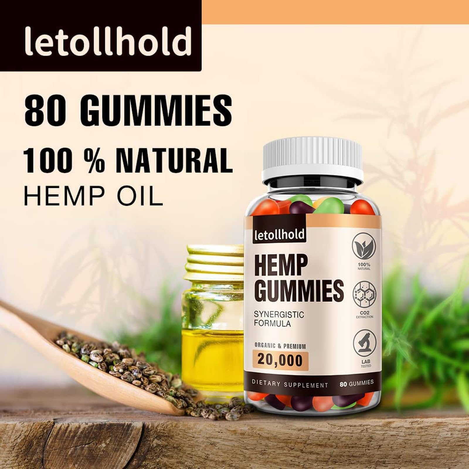 Close-up of hemp gummies showing texture and color