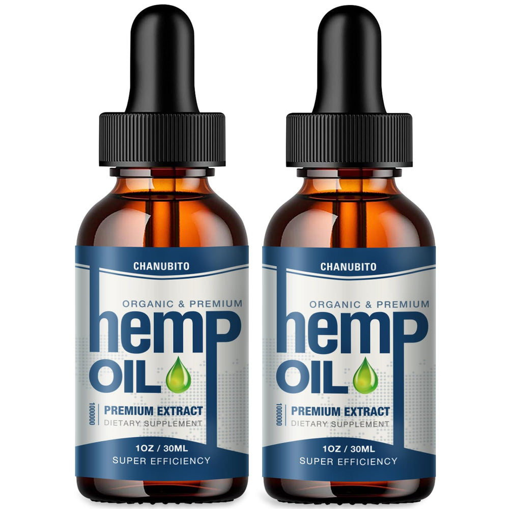 Two-pack hemp oil bottles for organic potency