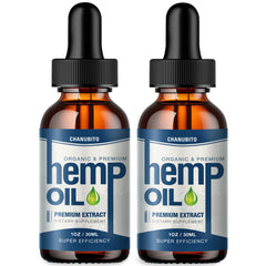 Two-pack hemp oil bottles for organic potency