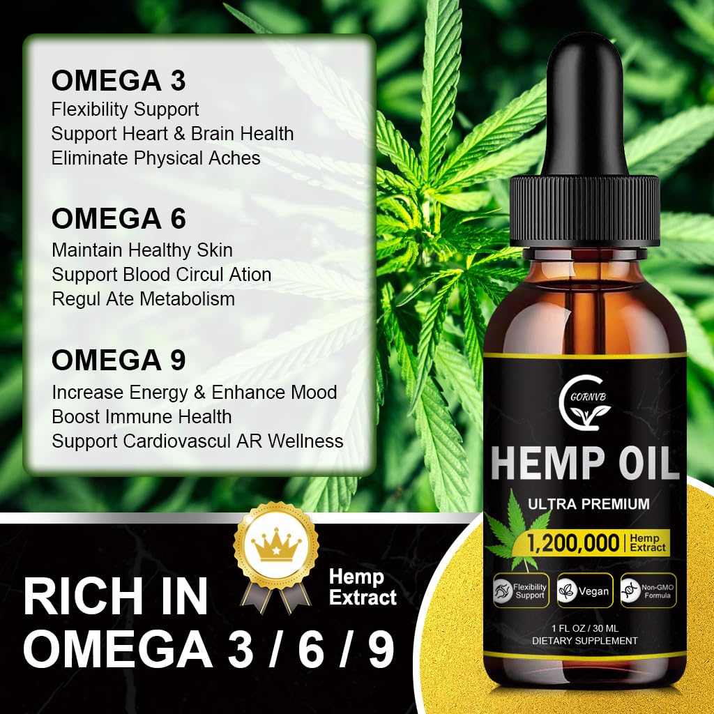 Hemp Oil bottles displayed in 4-pack