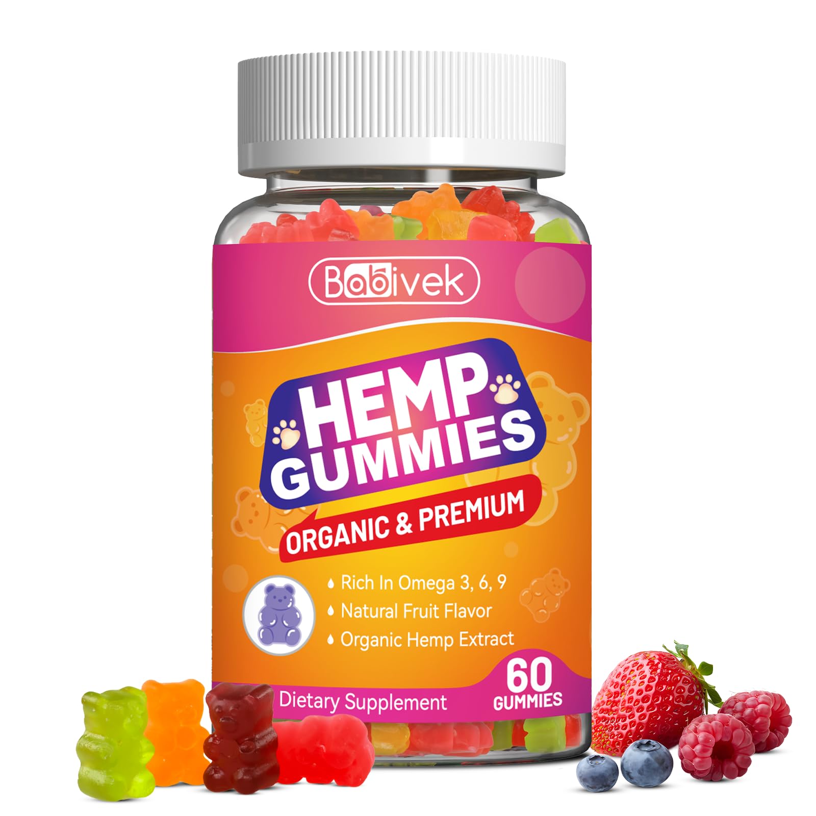 Hemp oil gummies with Vitamin C in a fruity flavor
