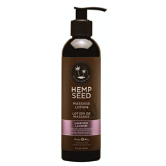 Front view of Hemp Seed Massage Lotion Lavender 8 oz bottle