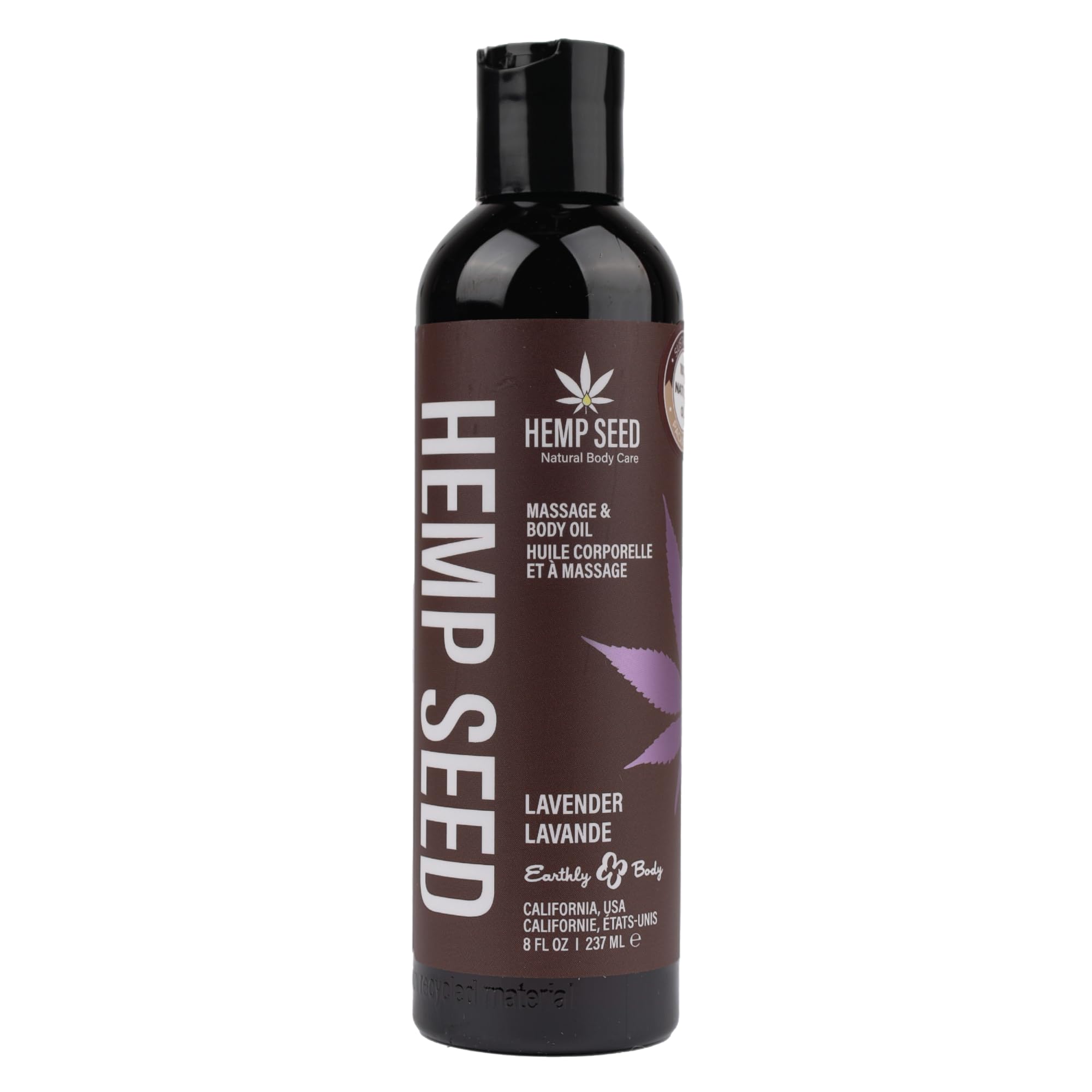 Hemp Seed Massage & Body Oil lavender bottle 8 oz