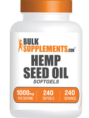 Front view of Hemp Seed Oil Softgels 1000mg bottle – 240 count