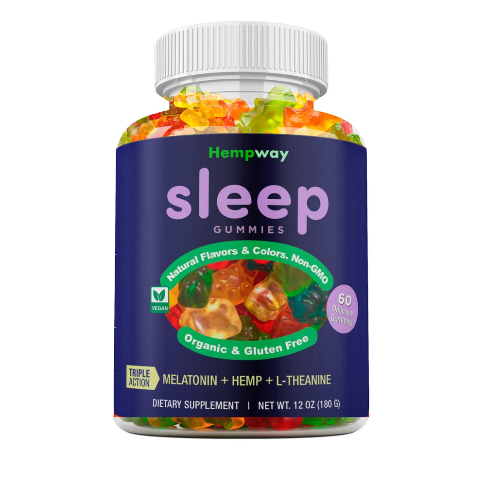 Hemp Sleep Gummies Triple Action - 60 organic vegan gummies with 5mg Melatonin and 200mg Hemp