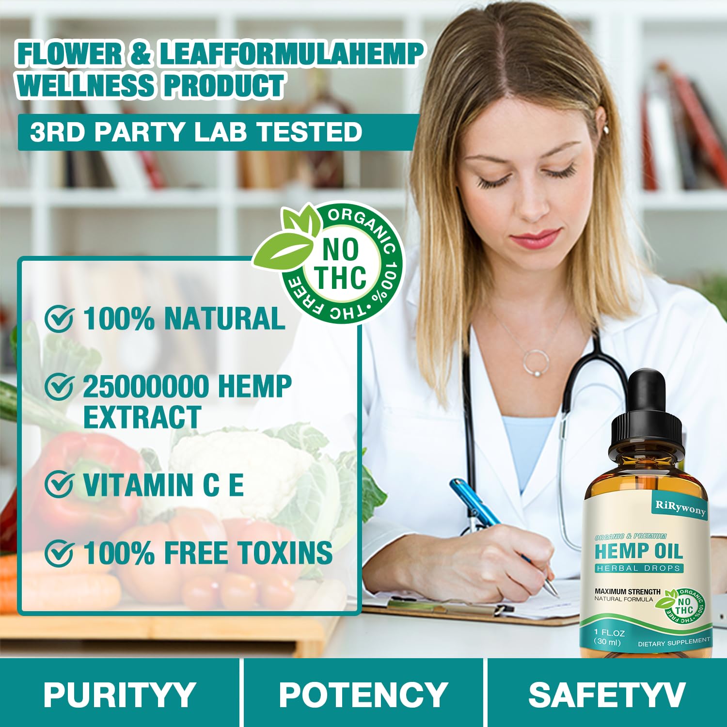 3-Pack packaging label with organic hemp information
