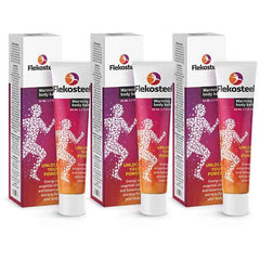 Three tubes of Flekosteel warming balm, 50 ml each (150 ml total)