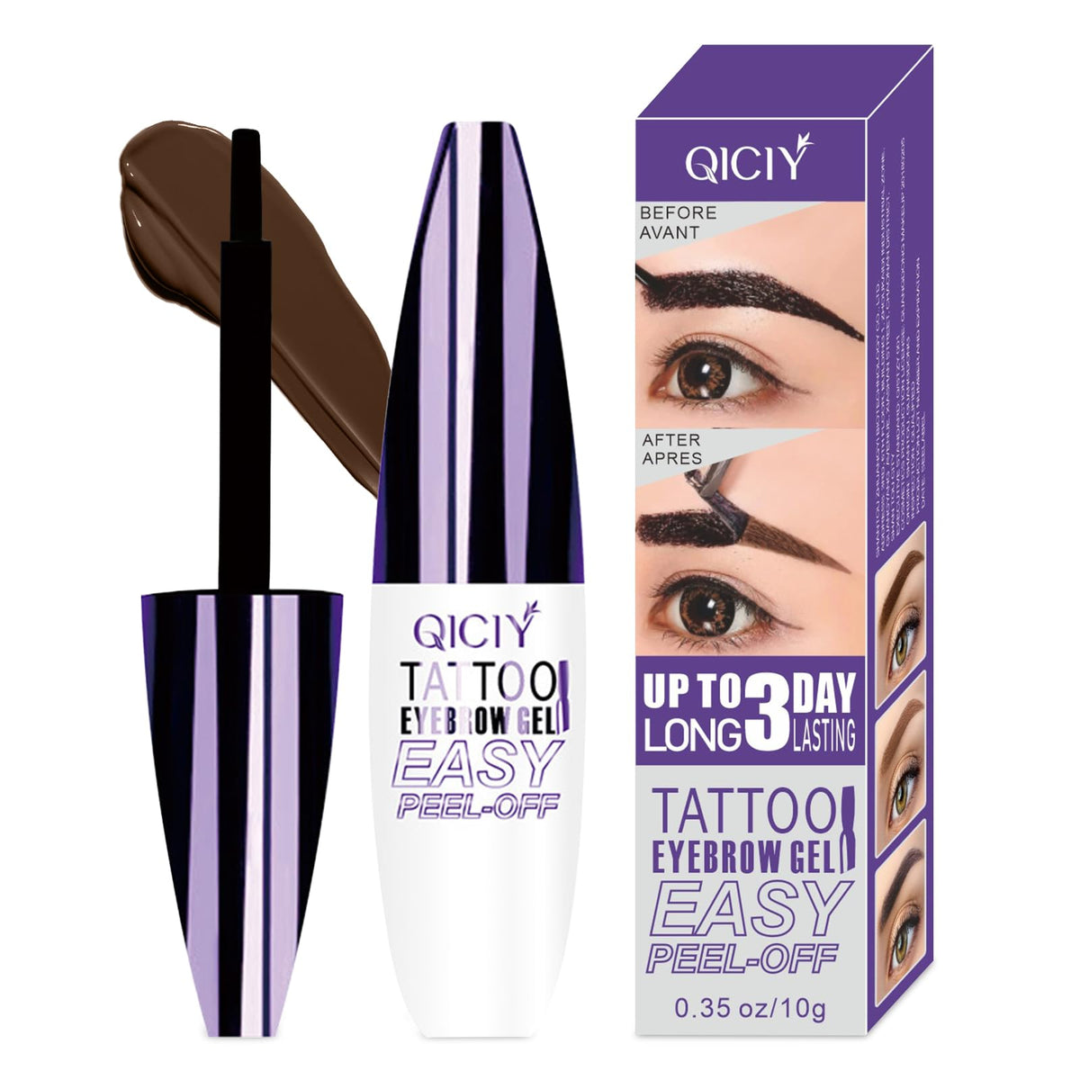 HENGRUNXIN tattoo eyebrow gel bottle close-up for precise brow definition and long wear.