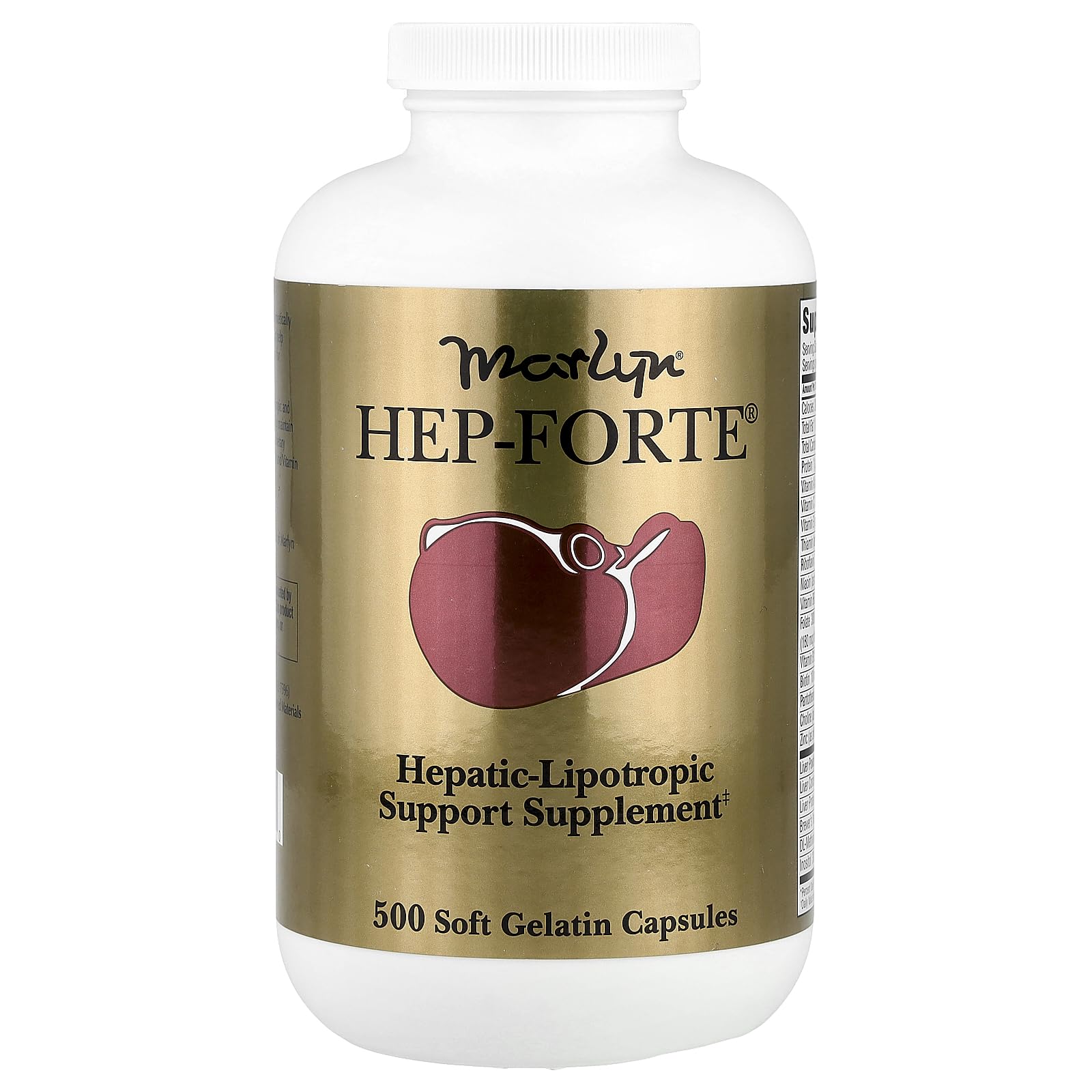 Front view of Hep-Forte 500-count bottle