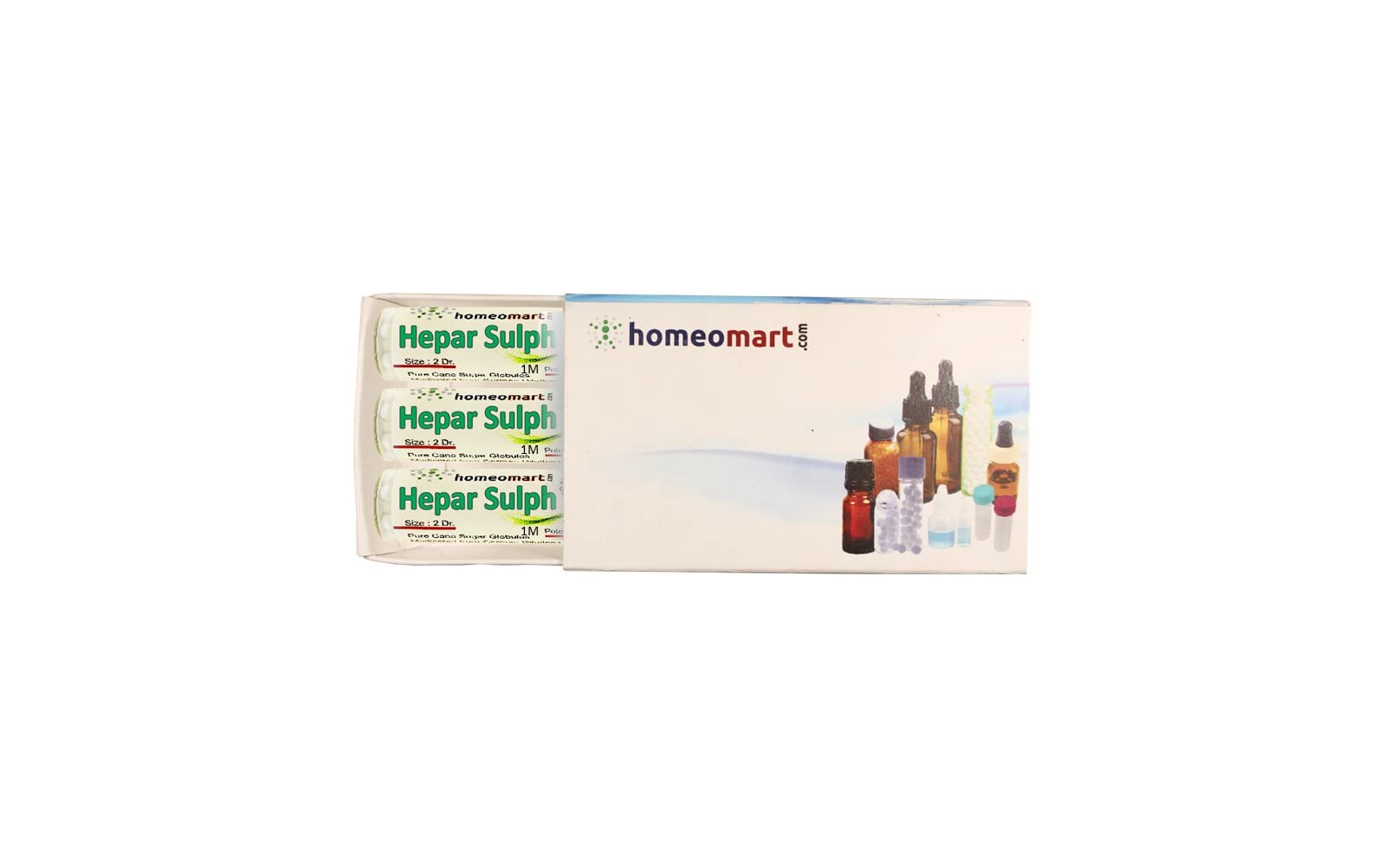 Front view of Hepar Sulph 1M potency pack of 3 from Homeomart