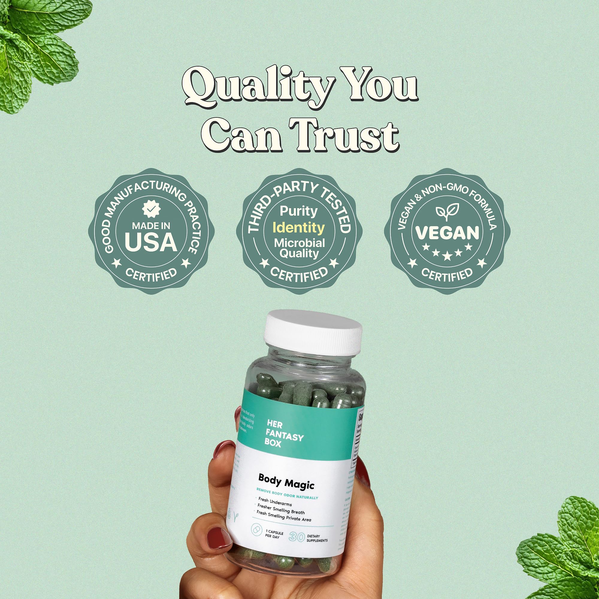 Capsules pouring from bottle into hand