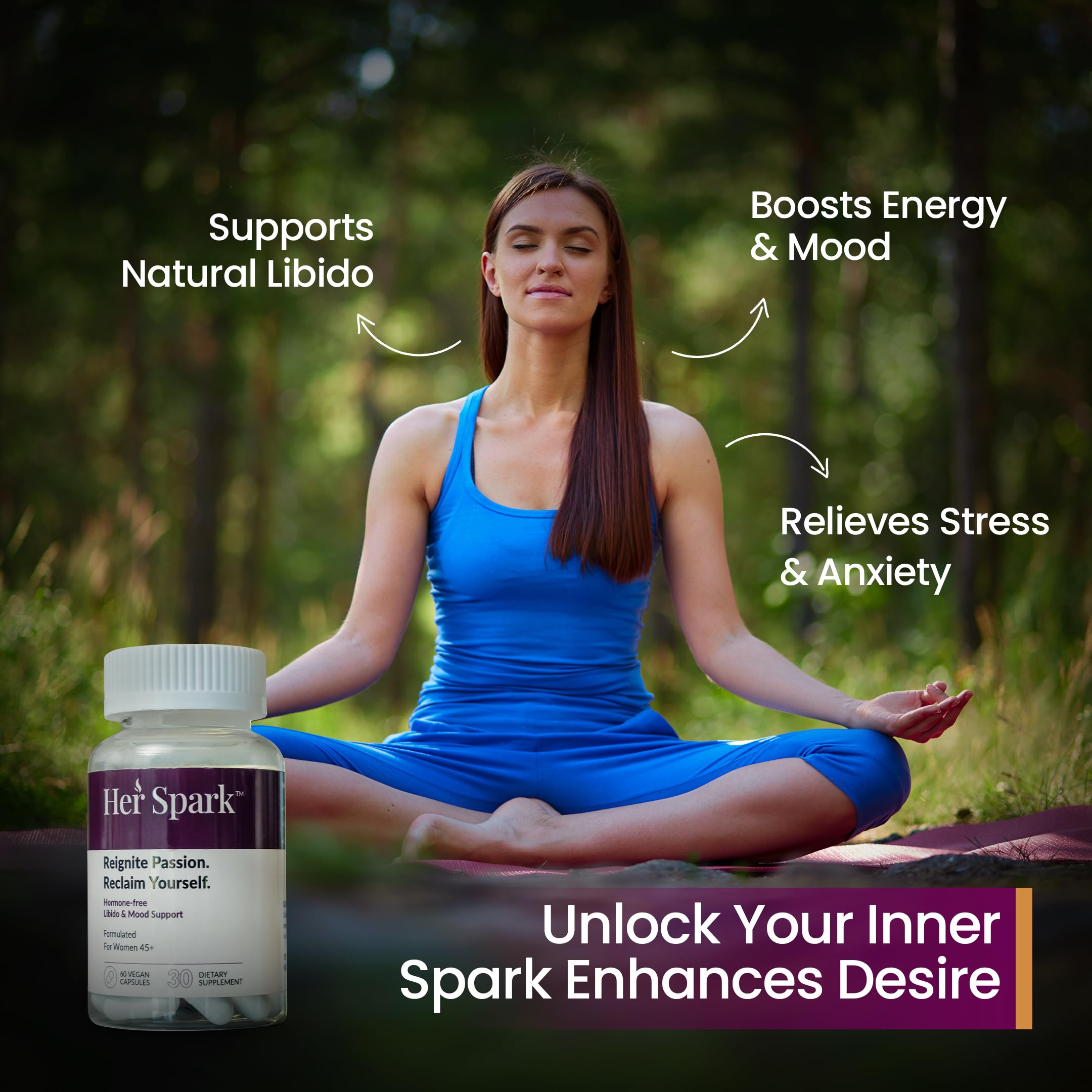 Mood balance and daily energy support depicted for HerSpark