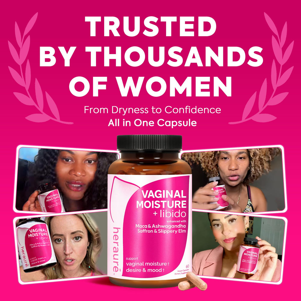 HerAuré 60-count bottle ensures long-term support for intimate health and daily vitality.