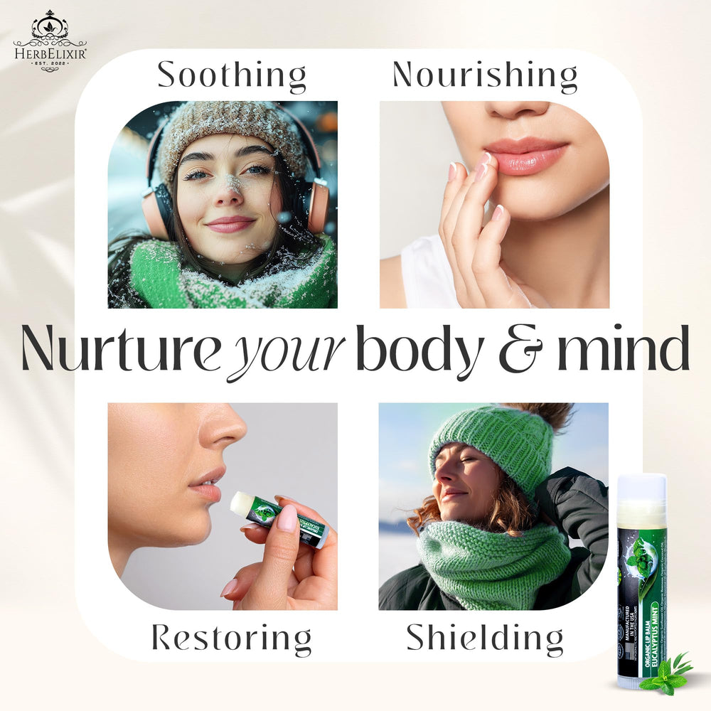 HerbElixir cooling mint aroma delivering a refreshing lip experience.
